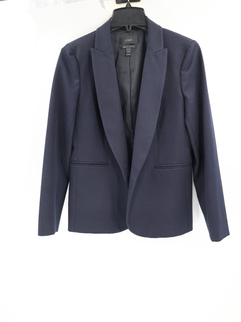 J Crew Blazer Women 6 Stretch Cotton Blend One Button Schoolboy Jacket Navy Blue